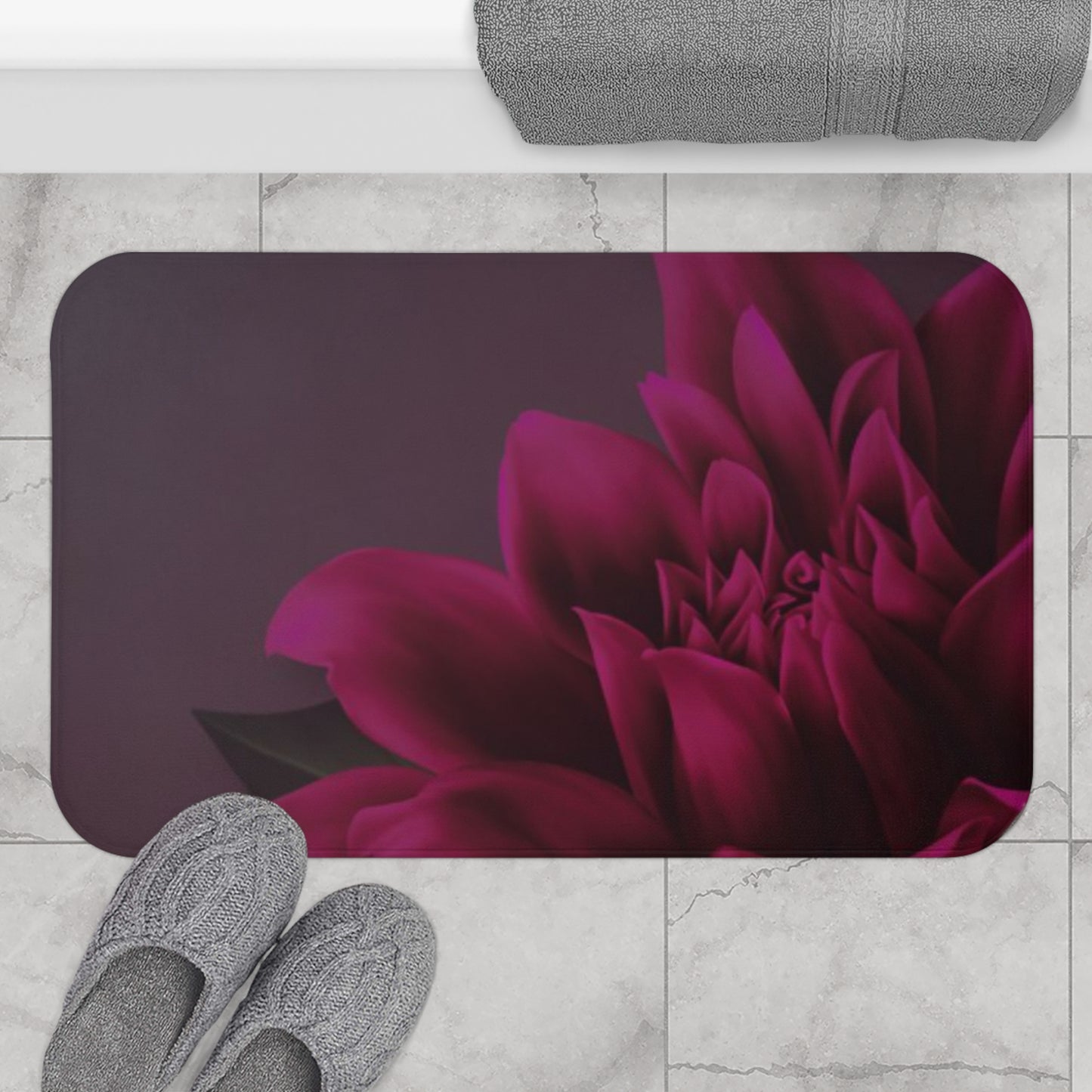 Magenta Dahlia Bath Mat