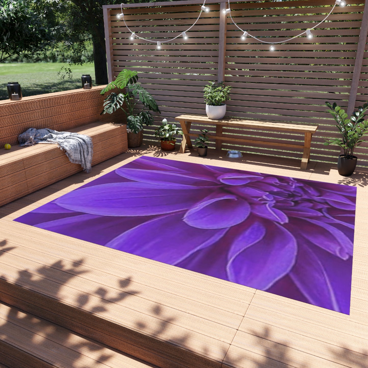 Purple Dahlia Outdoor Rug