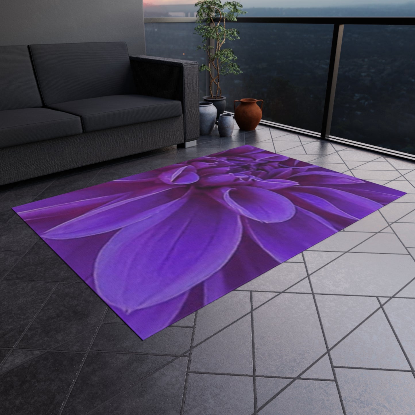 Purple Dahlia Outdoor Rug