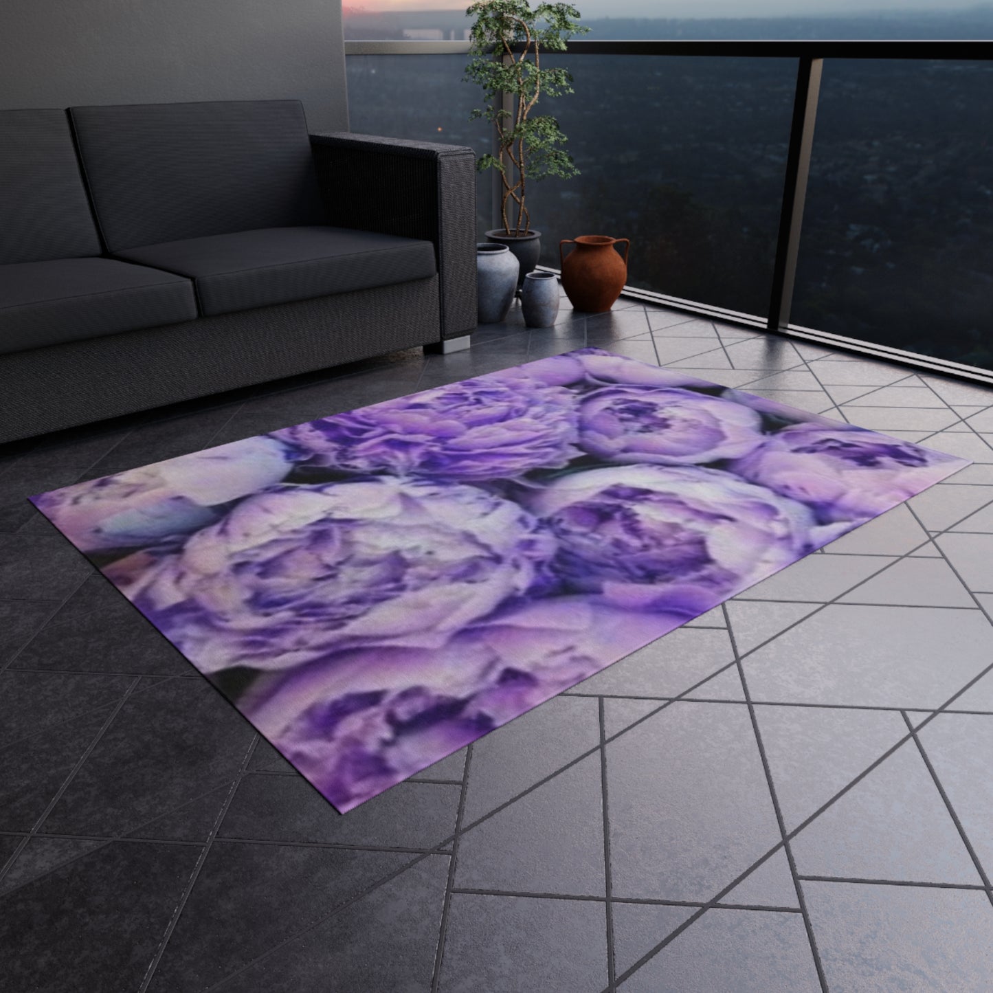 Purple Peony Outdoor Rug