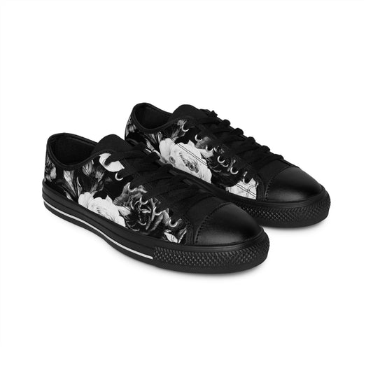 Black and White Floral Sneakers