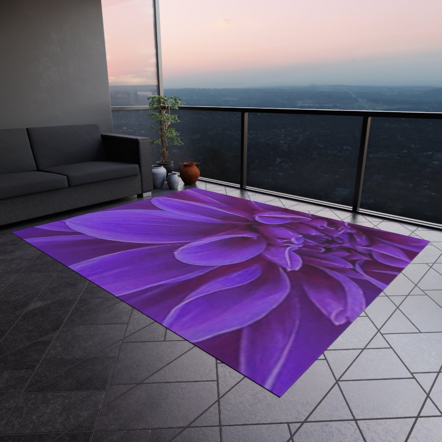 Purple Dahlia Outdoor Rug