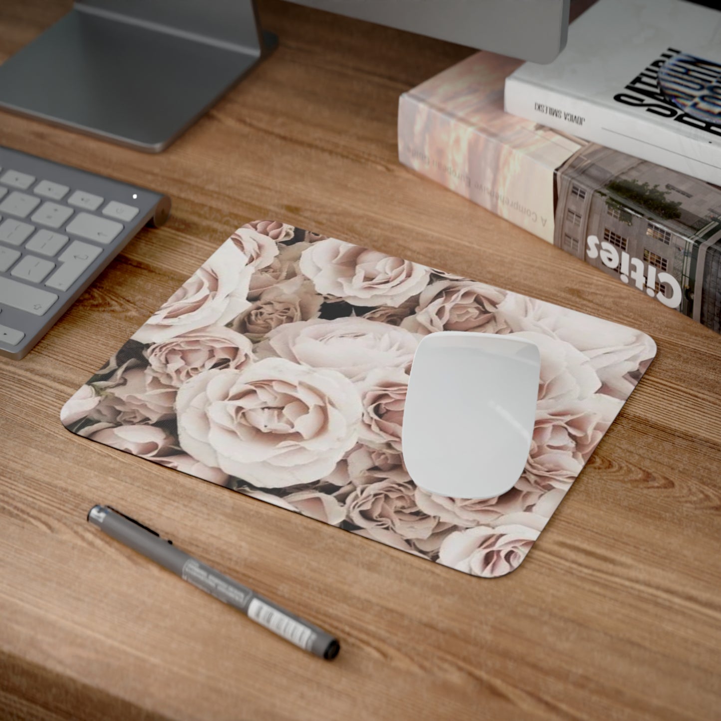 Light Pink Roses Desk Mouse Pad