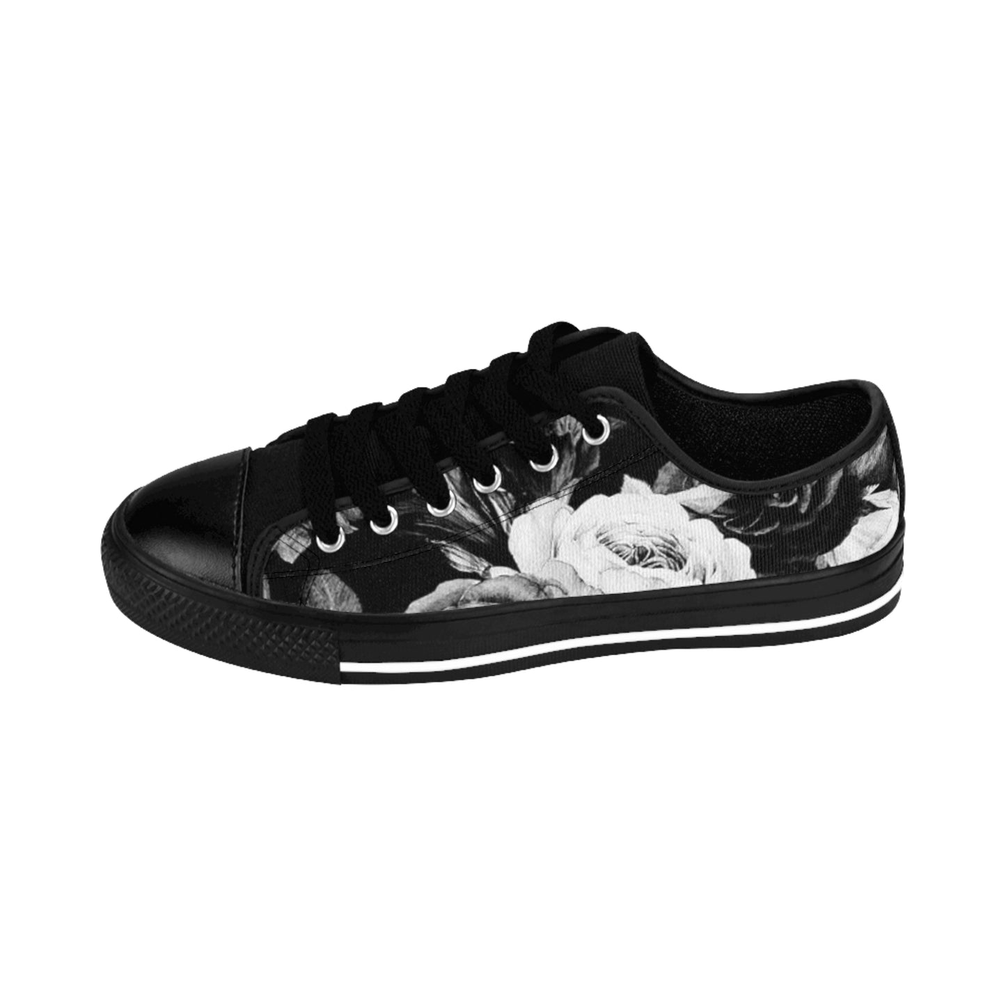 Black and White Floral Sneakers