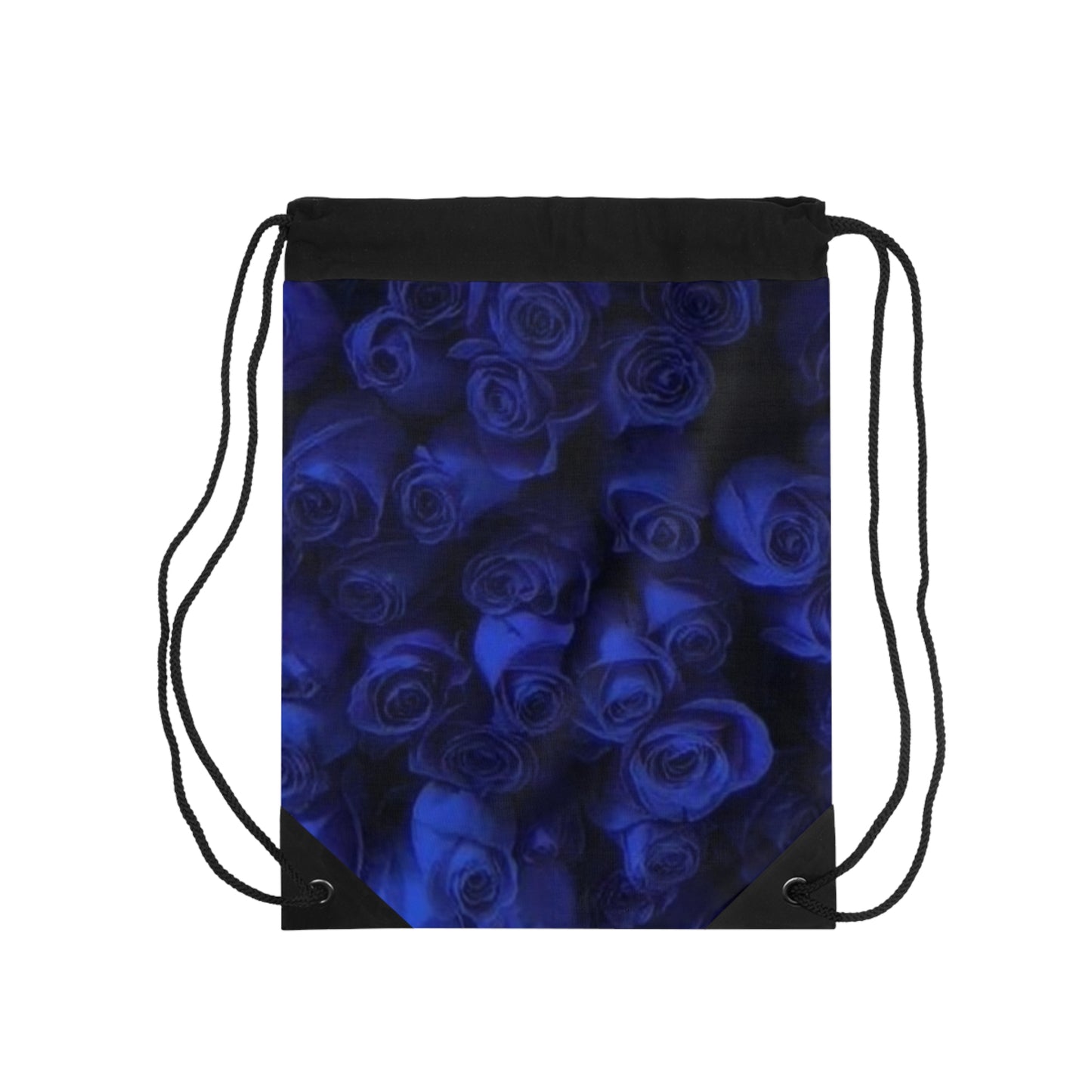 Dark Blue Roses Drawstring Bag