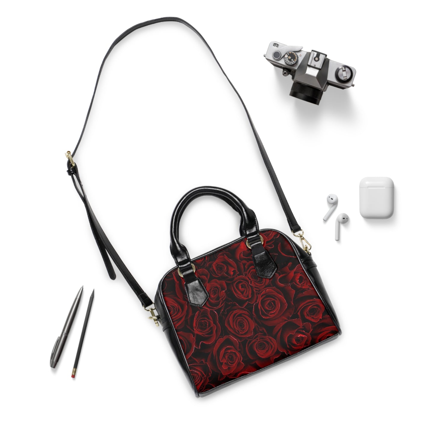 Red Roses Shoulder Handbag