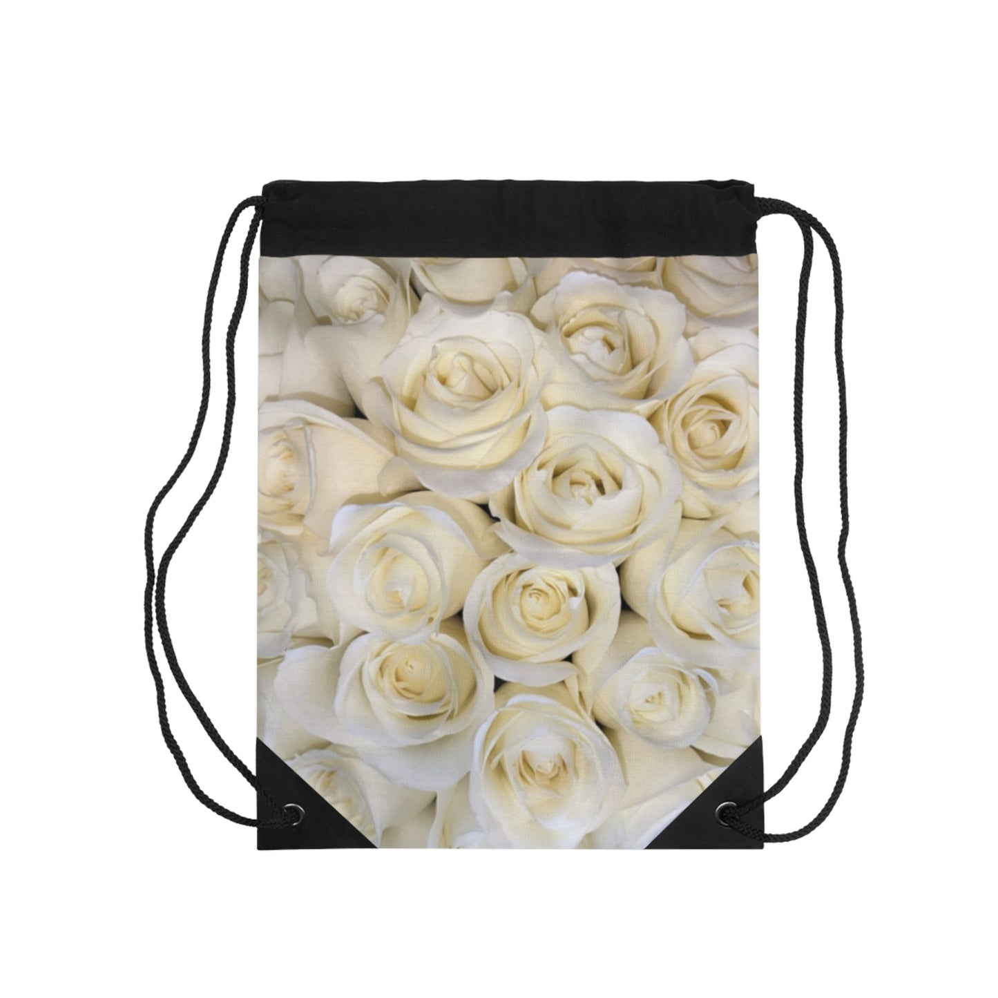 White Roses Drawstring Bag