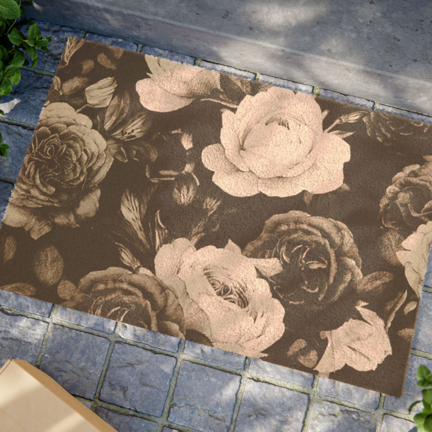 Black and White Floral Design Doormat