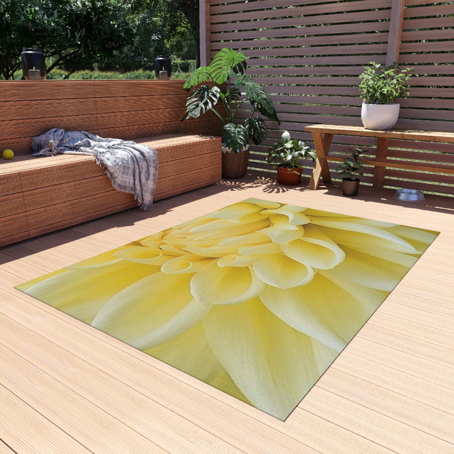 Yellow Dahlia Outdoor Rug