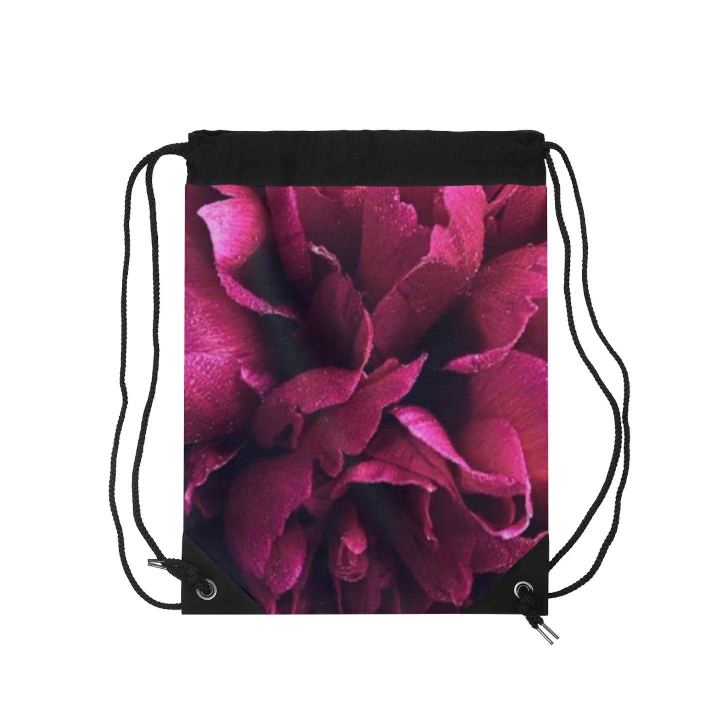 Magenta Floral Drawstring Bag