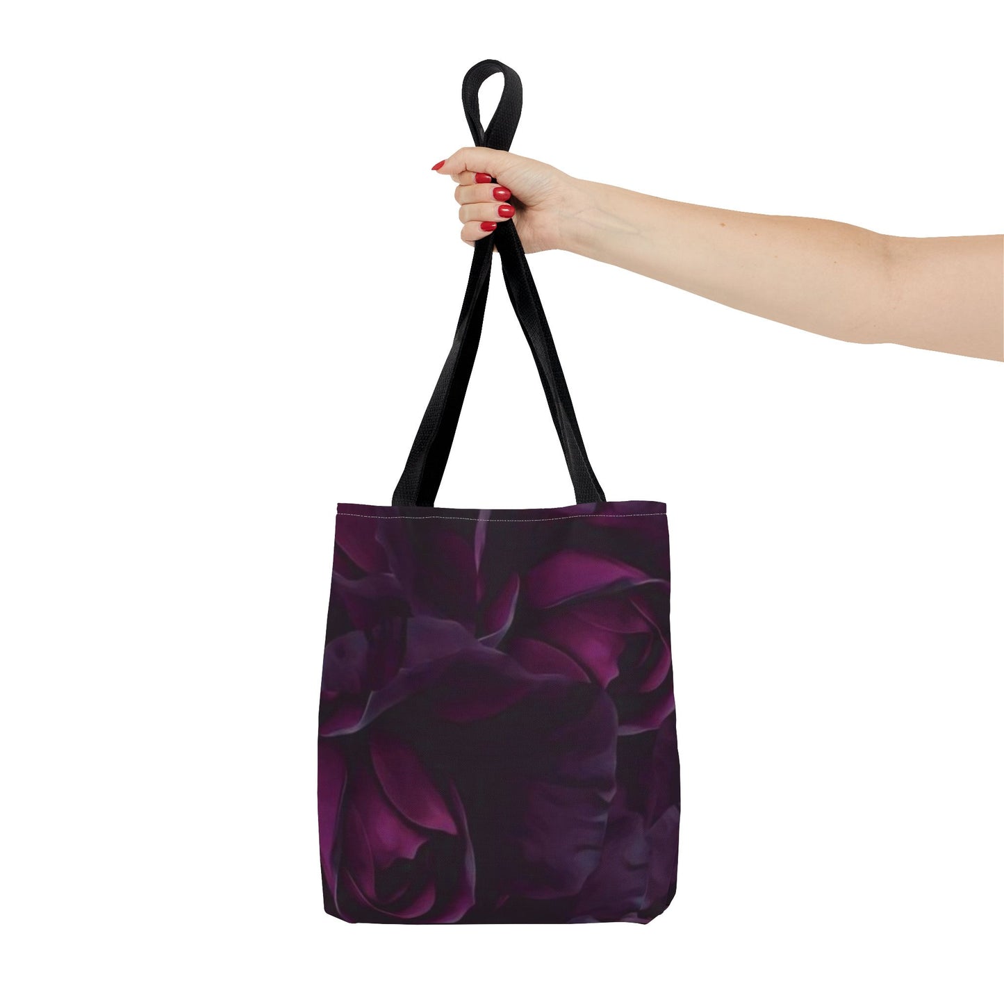 Dark Purple Floral Square Tote Bag