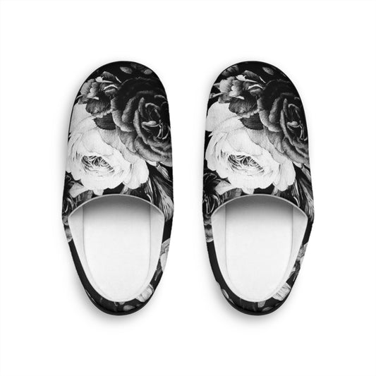 Black & White Floral Slippers