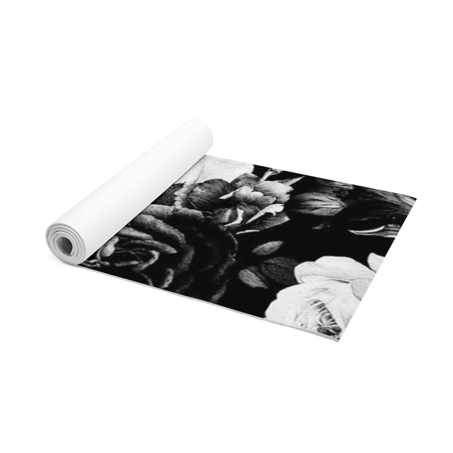 Black and White Floral Exercise Mat