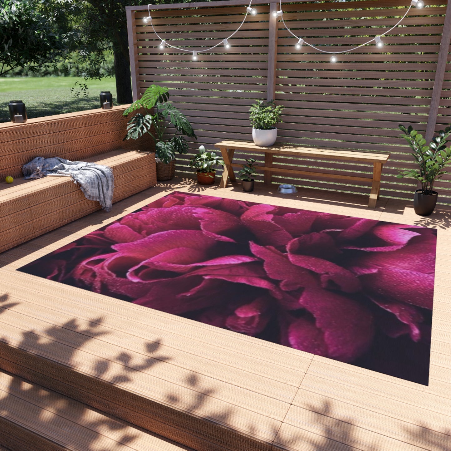 Magenta Floral Outdoor Rug