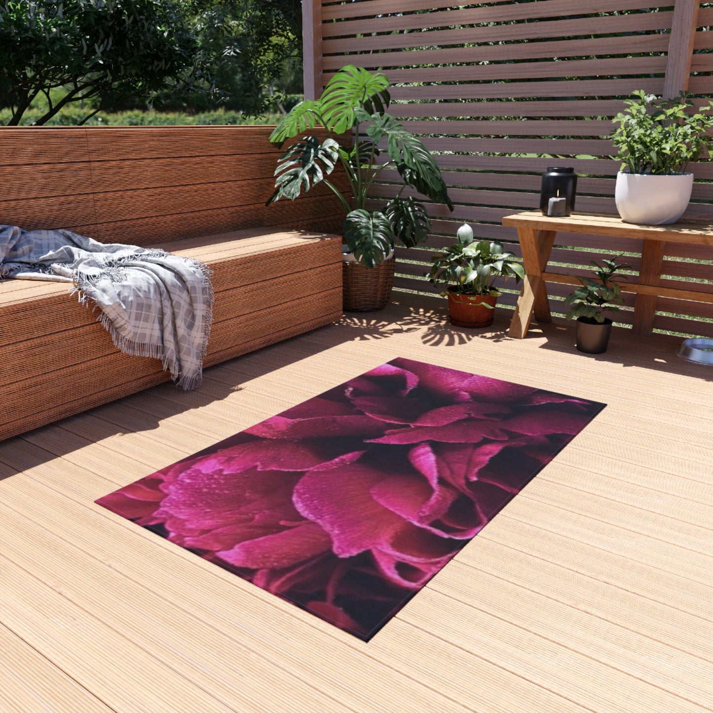 Magenta Floral Outdoor Rug