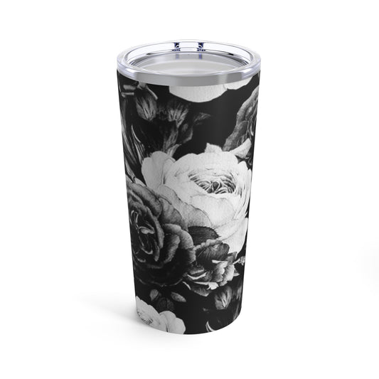 Black and White Floral Tumbler 20oz