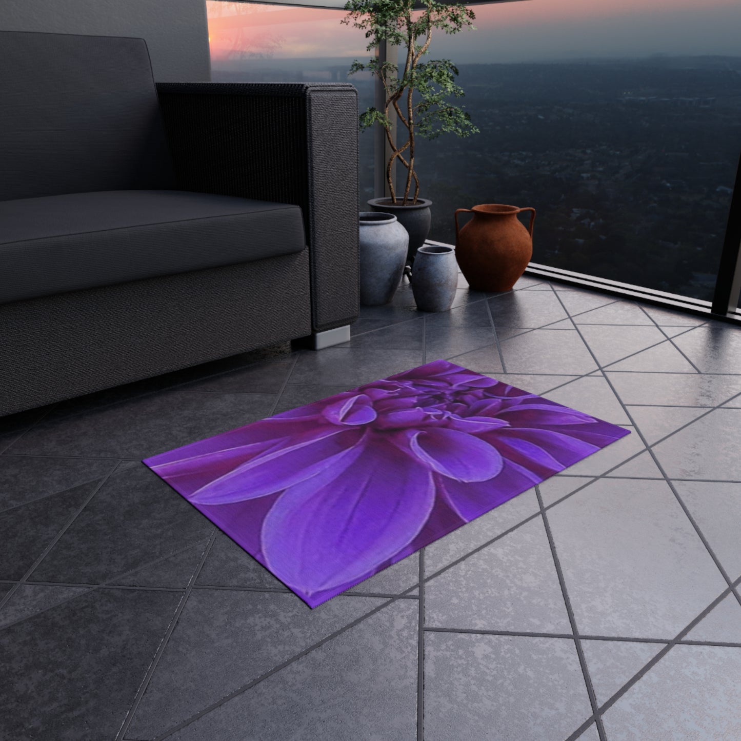 Purple Dahlia Outdoor Rug