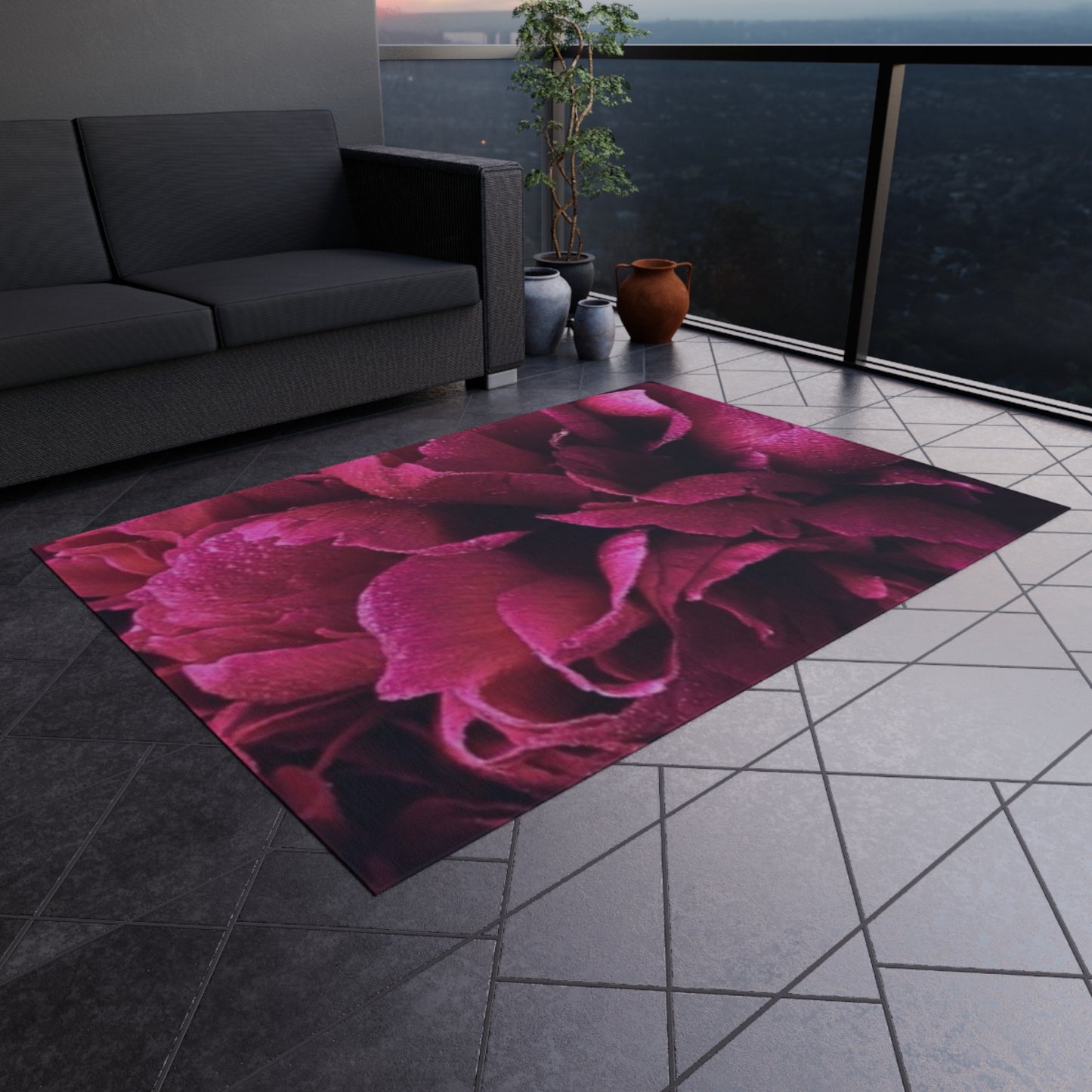 Magenta Floral Outdoor Rug