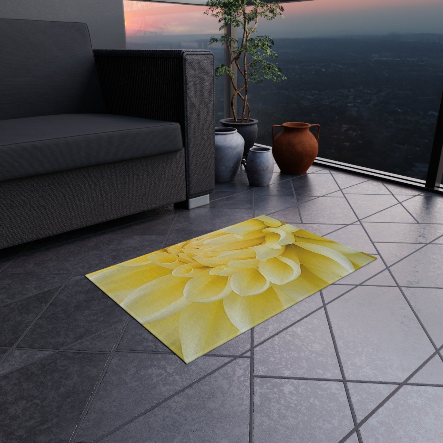 Yellow Dahlia Outdoor Rug