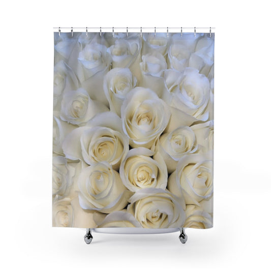 White Roses Shower Curtain