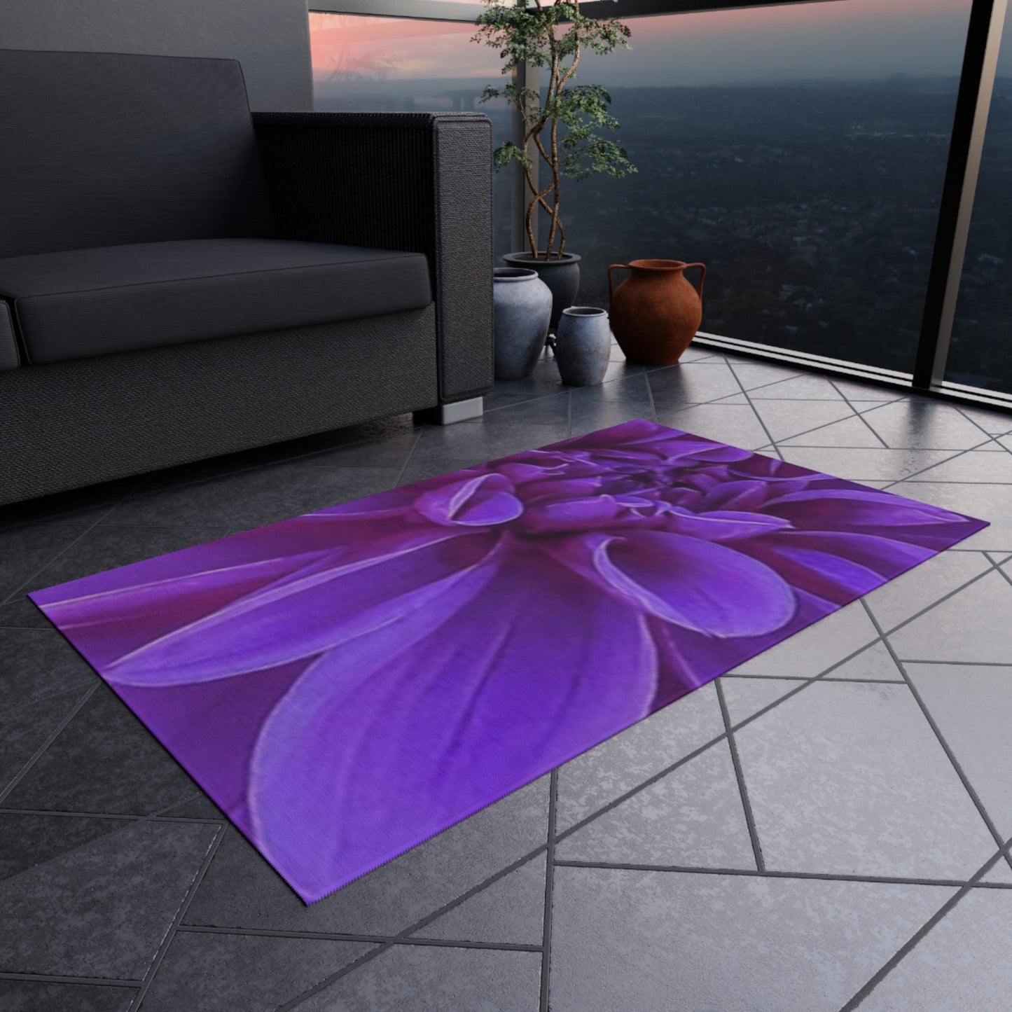 Purple Dahlia Outdoor Rug