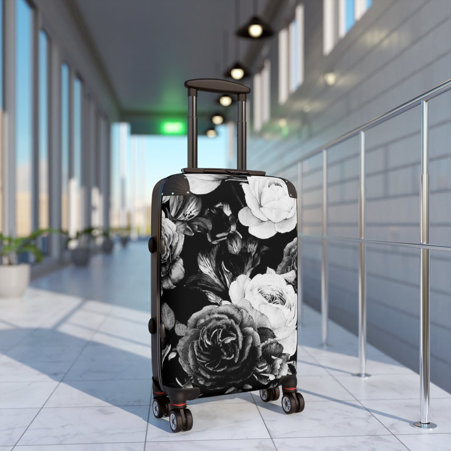 Black & White Floral Suitcase