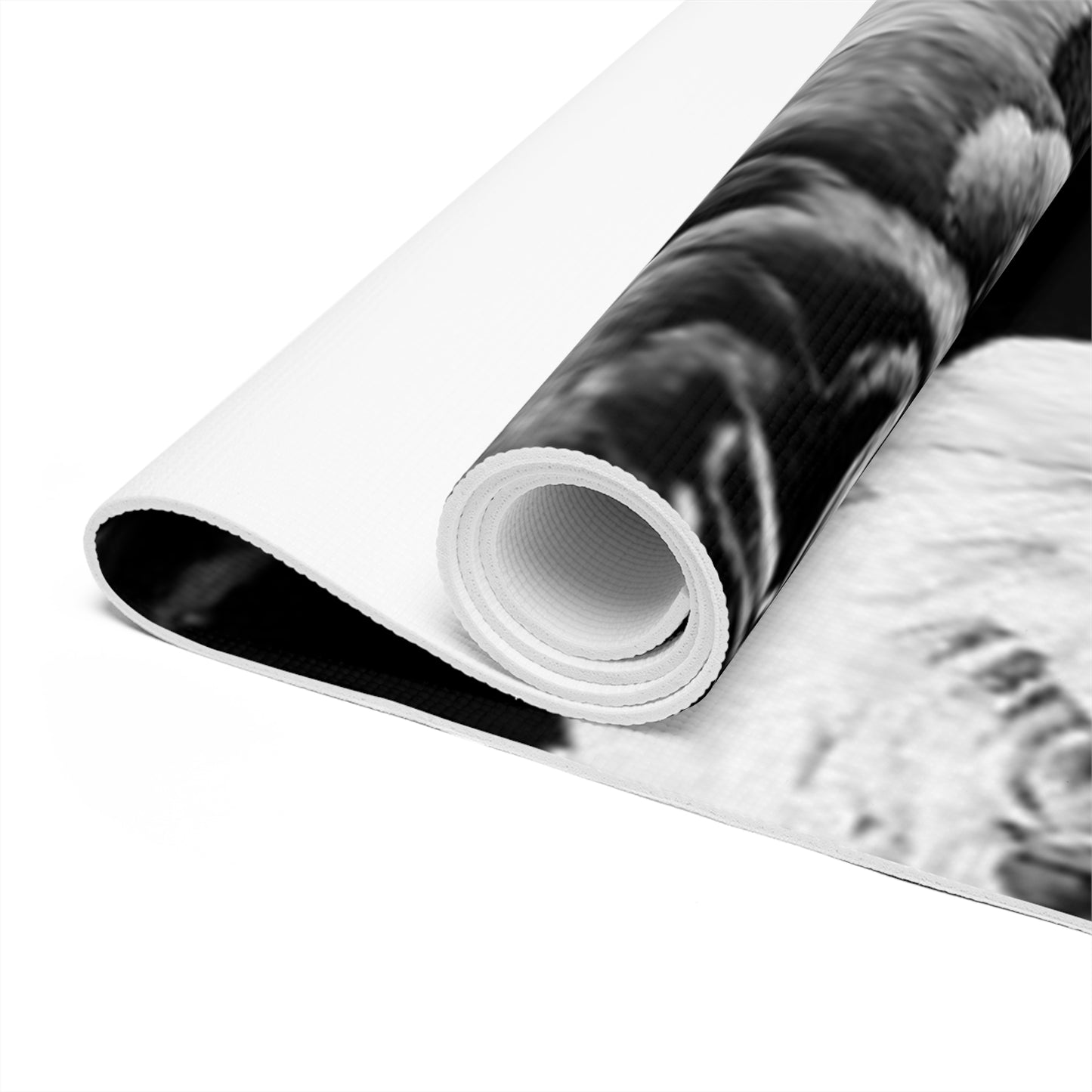 Black and White Floral Exercise Mat