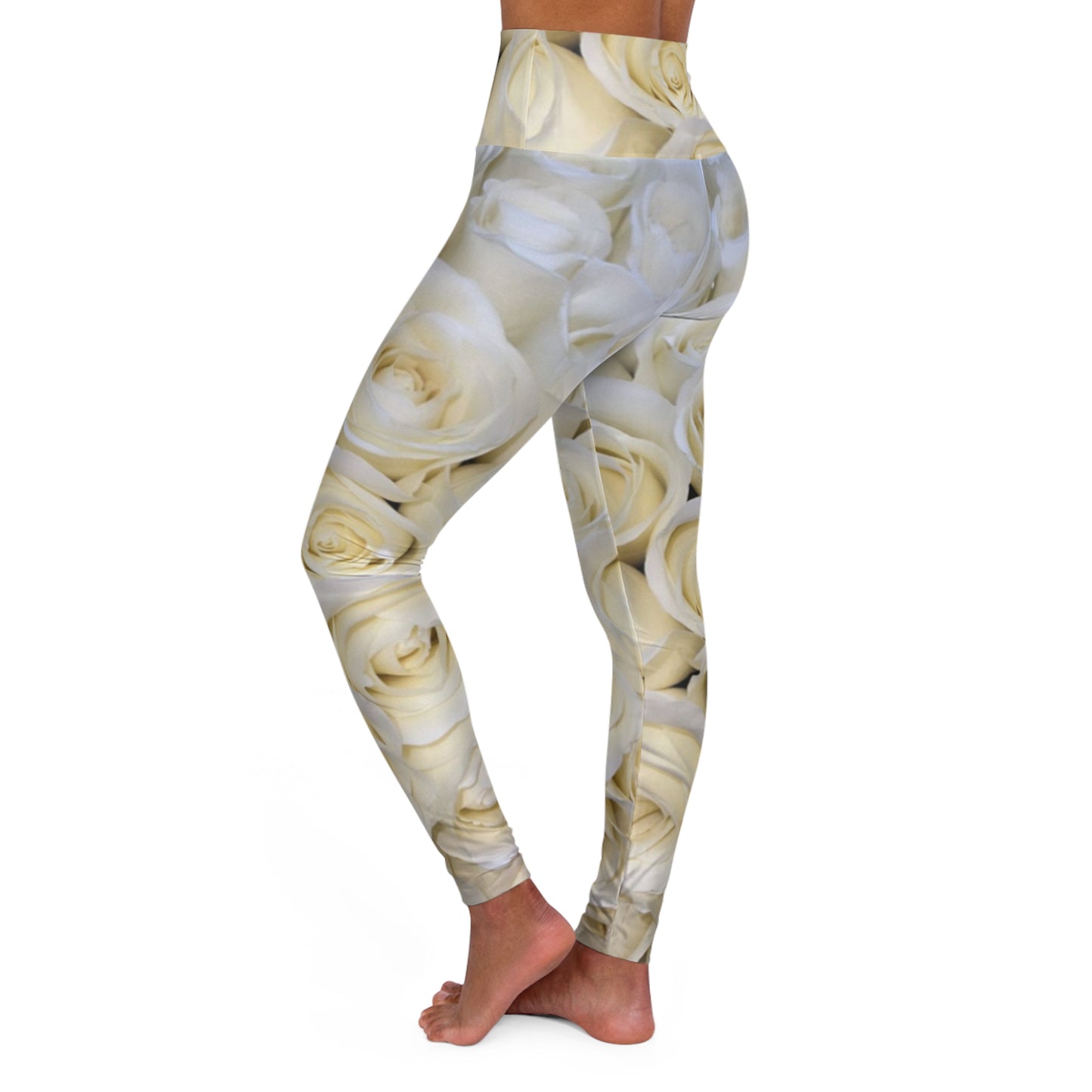 White Roses Exercise Leggings