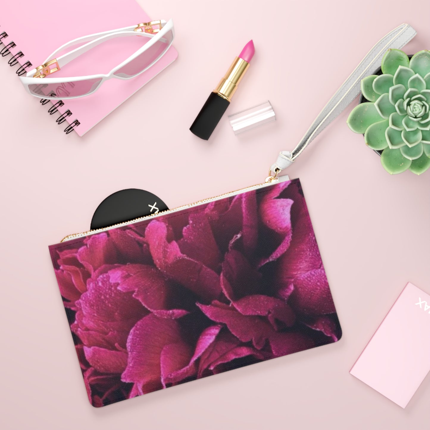 Magenta Floral Clutch Bag