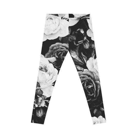 Black and White Floral Casual Leggings