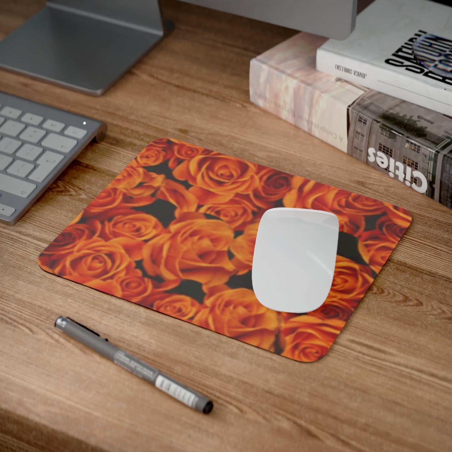 Orange Roses Desk Mouse Pad