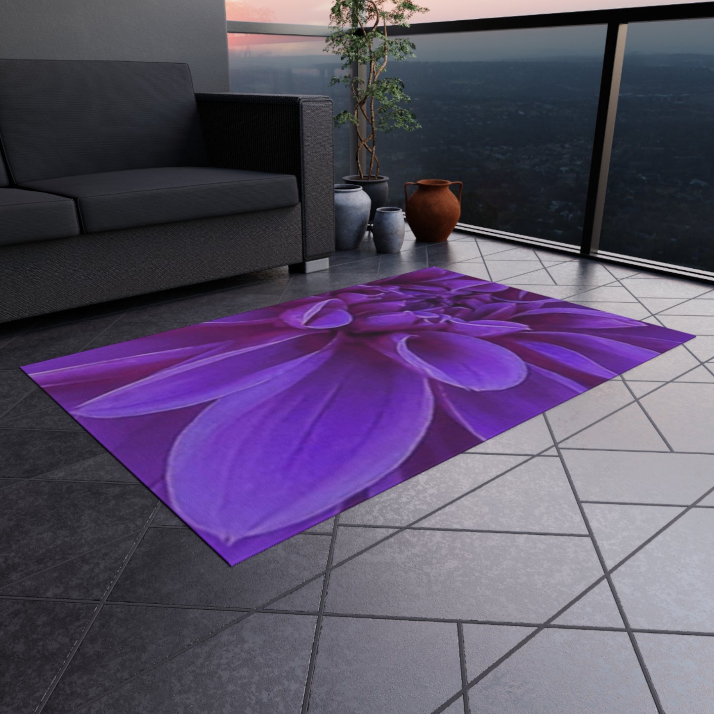 Purple Dahlia Outdoor Rug