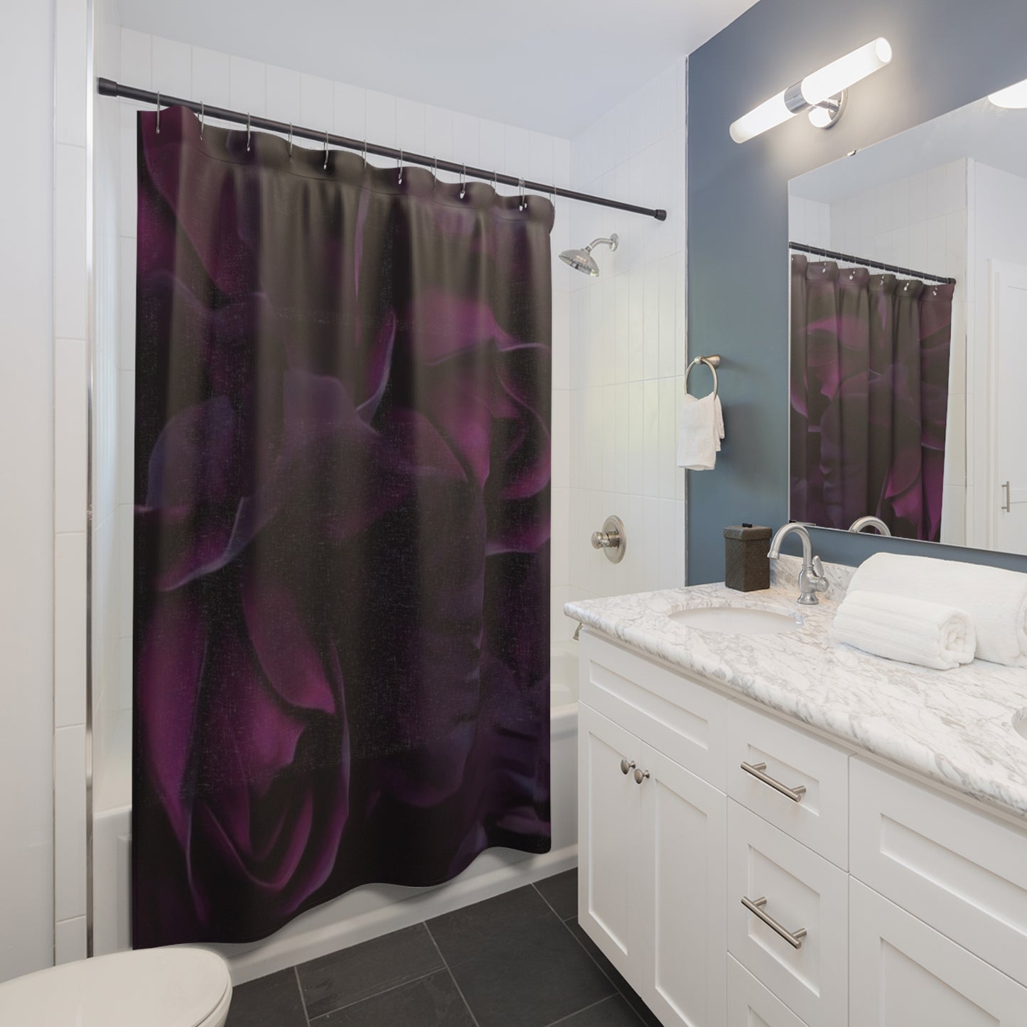 Dark Purple Floral Shower Curtain