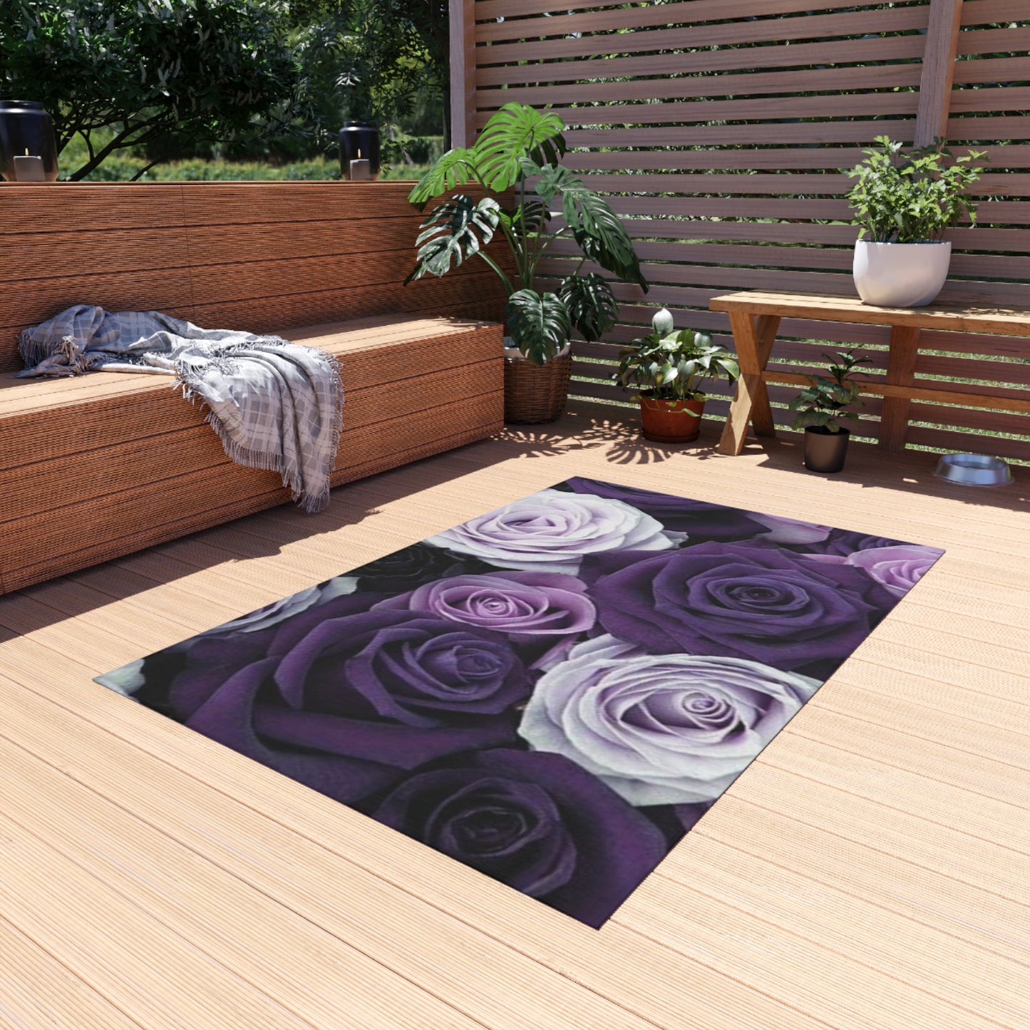 Purple Roses Outdoor Rug