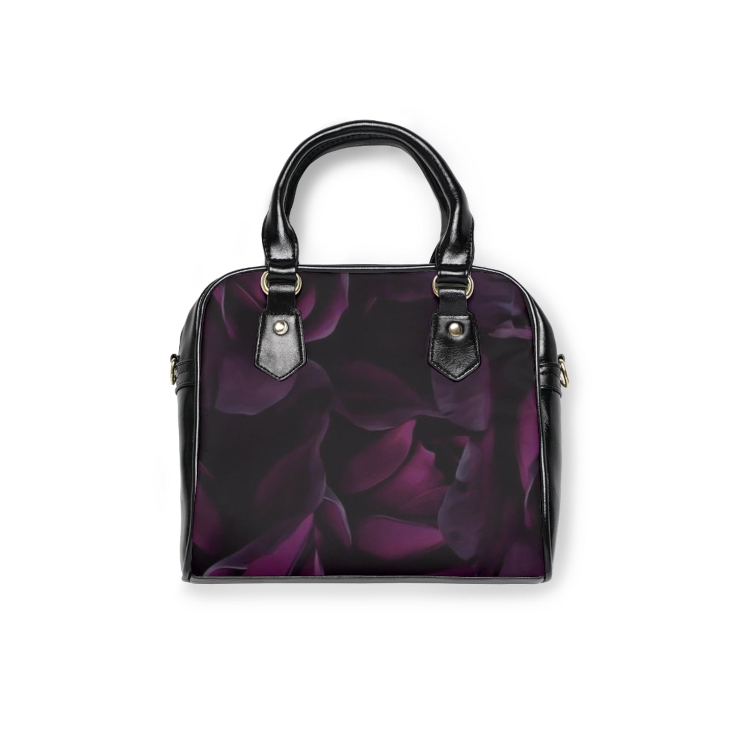 Dark Purple Floral Shoulder Handbag