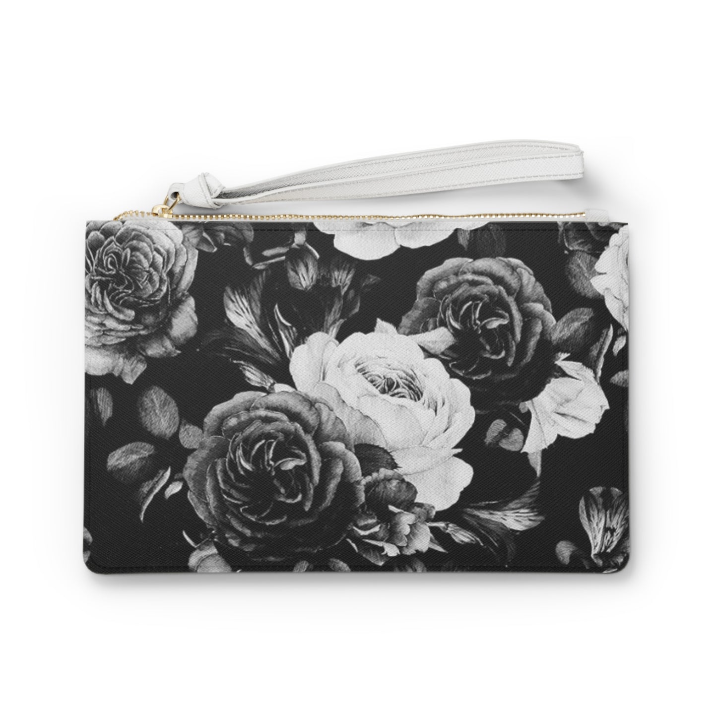 Black and White Floral Clutch Bag