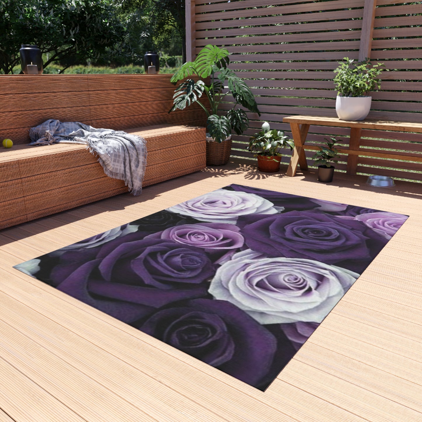 Purple Roses Outdoor Rug