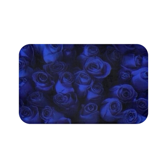 Dark Blue Roses Bath Mat