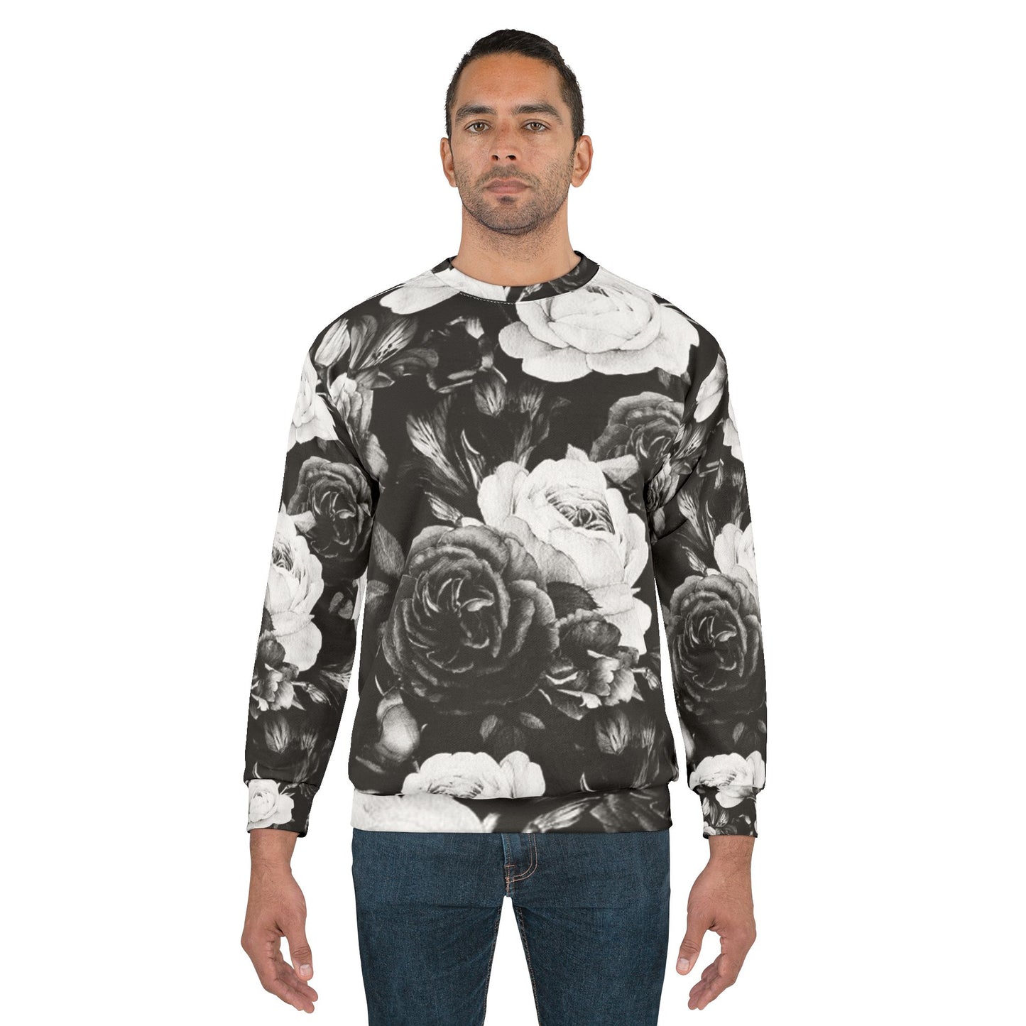 Black and White Floral Sweatshirt