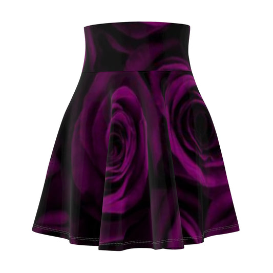 Dark Purple Roses Skater Skirt