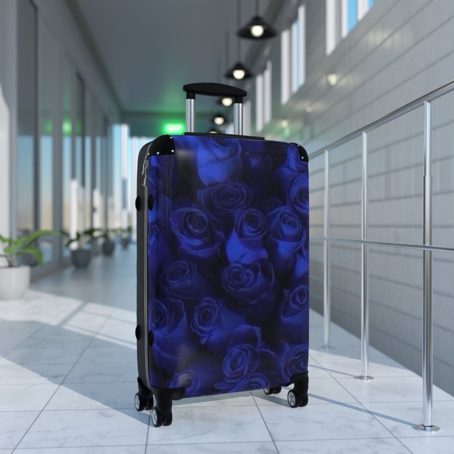 Dark Blue Roses Suitcase