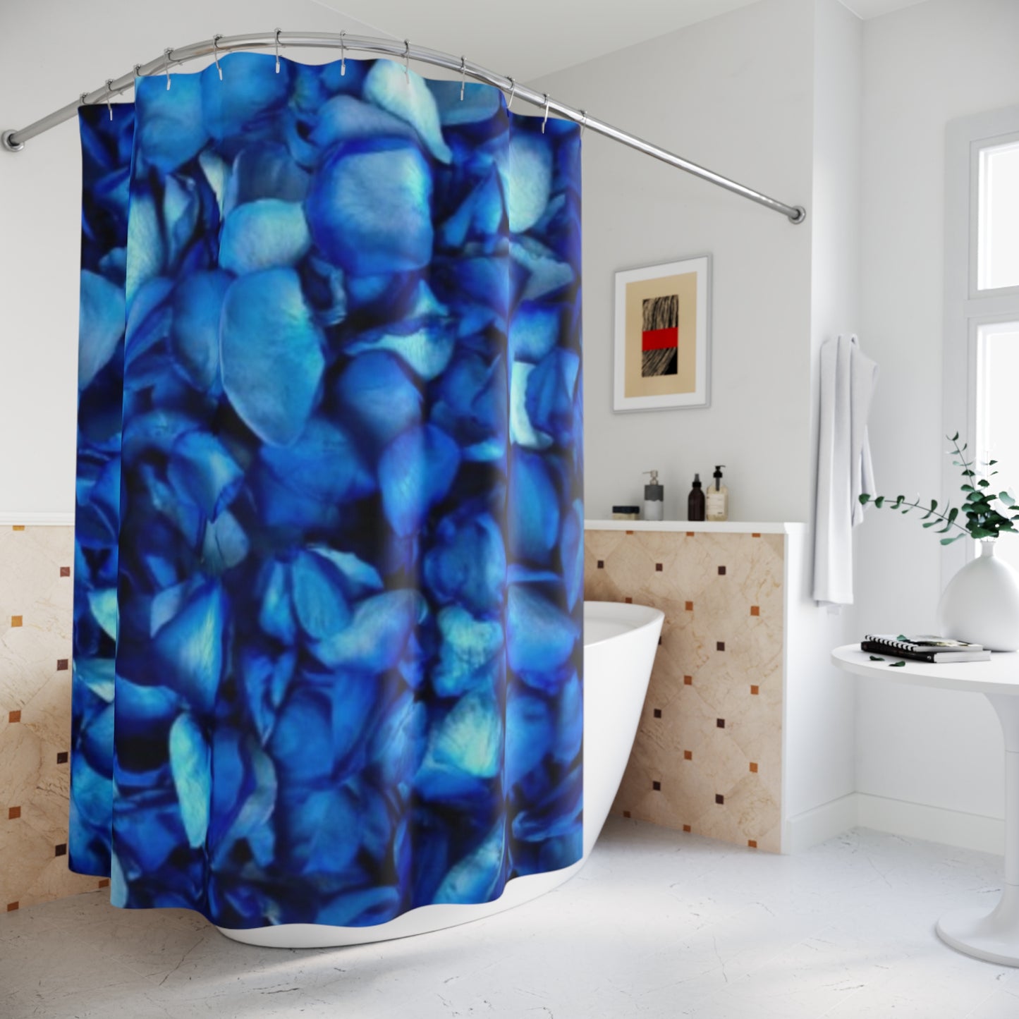 Blue Petals Shower Curtain