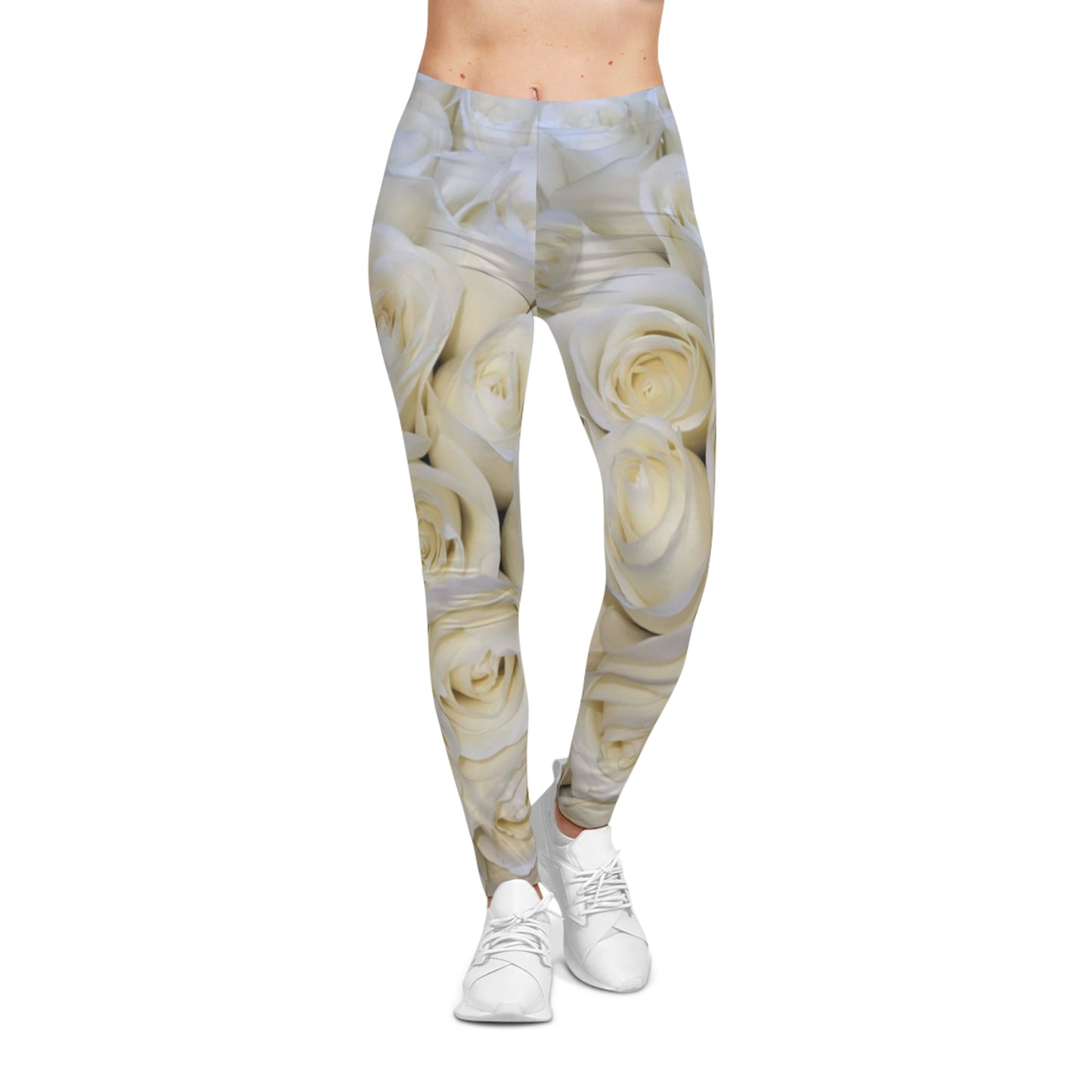 White Roses Casual Leggings