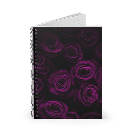 Dark Purple Roses Spiral Notebook - Ruled Line