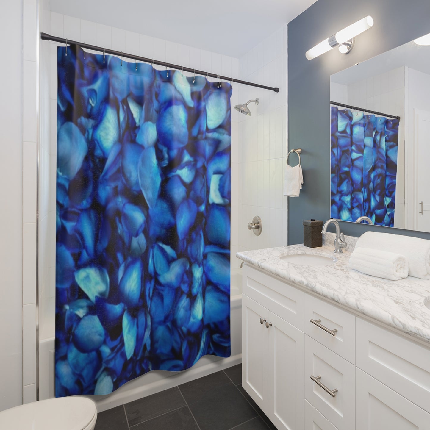 Blue Petals Shower Curtain