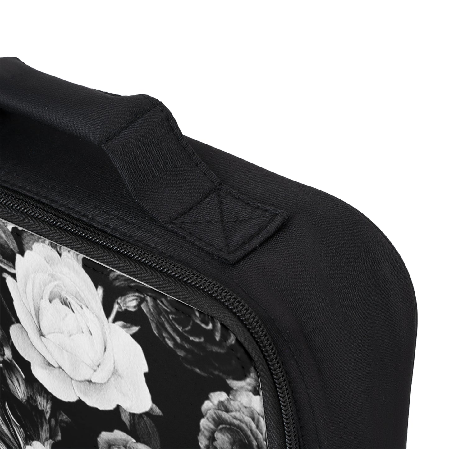 Black and White Floral Lunch Bag