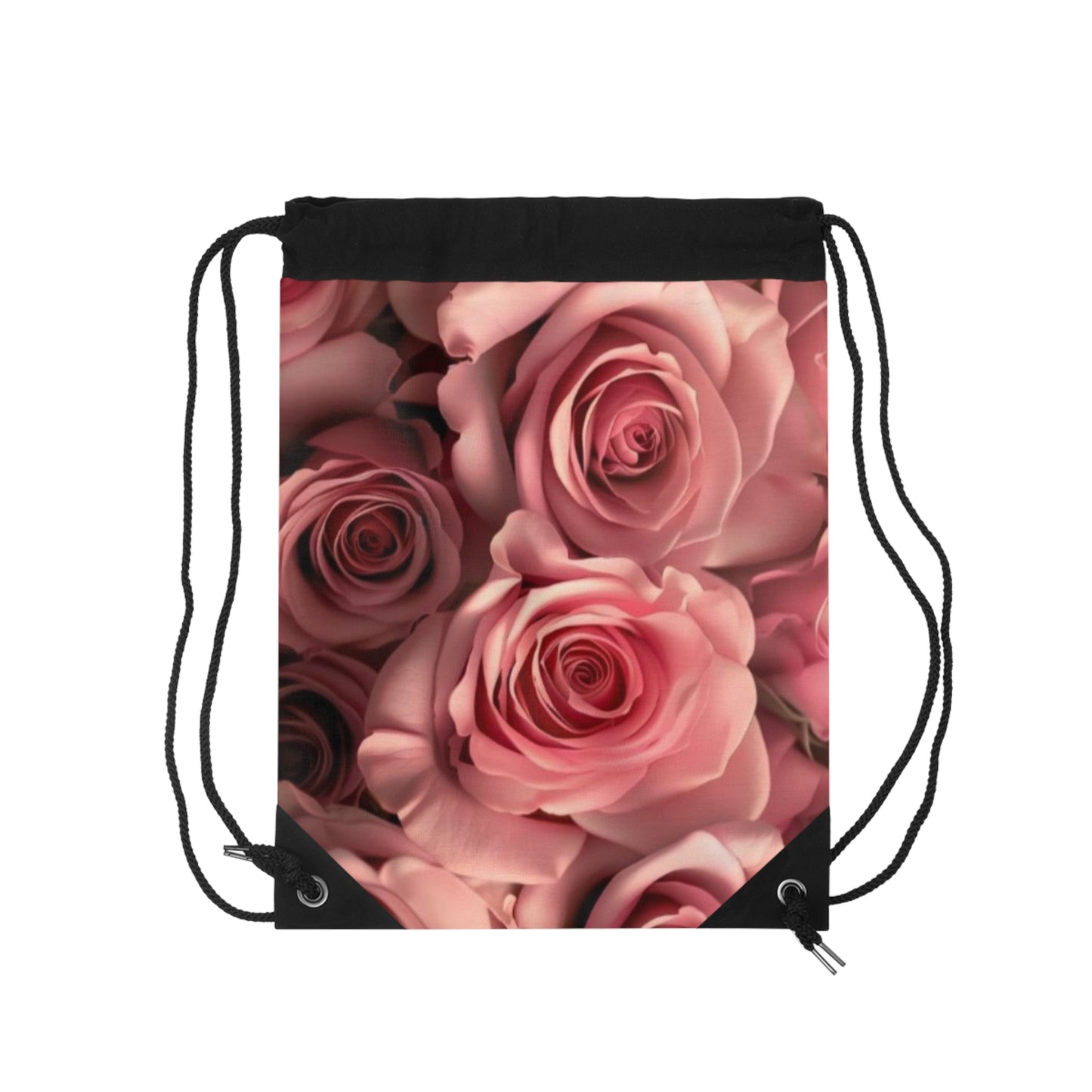 Pink Roses Drawstring Bag