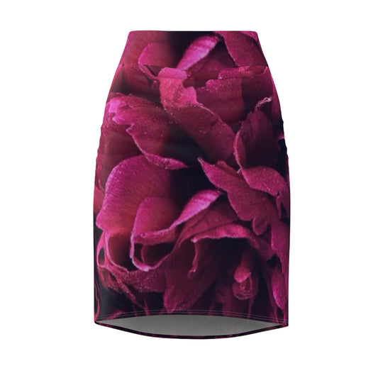 Magenta Floral Pencil Skirt