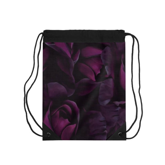 Dark Purple Floral Drawstring Bag