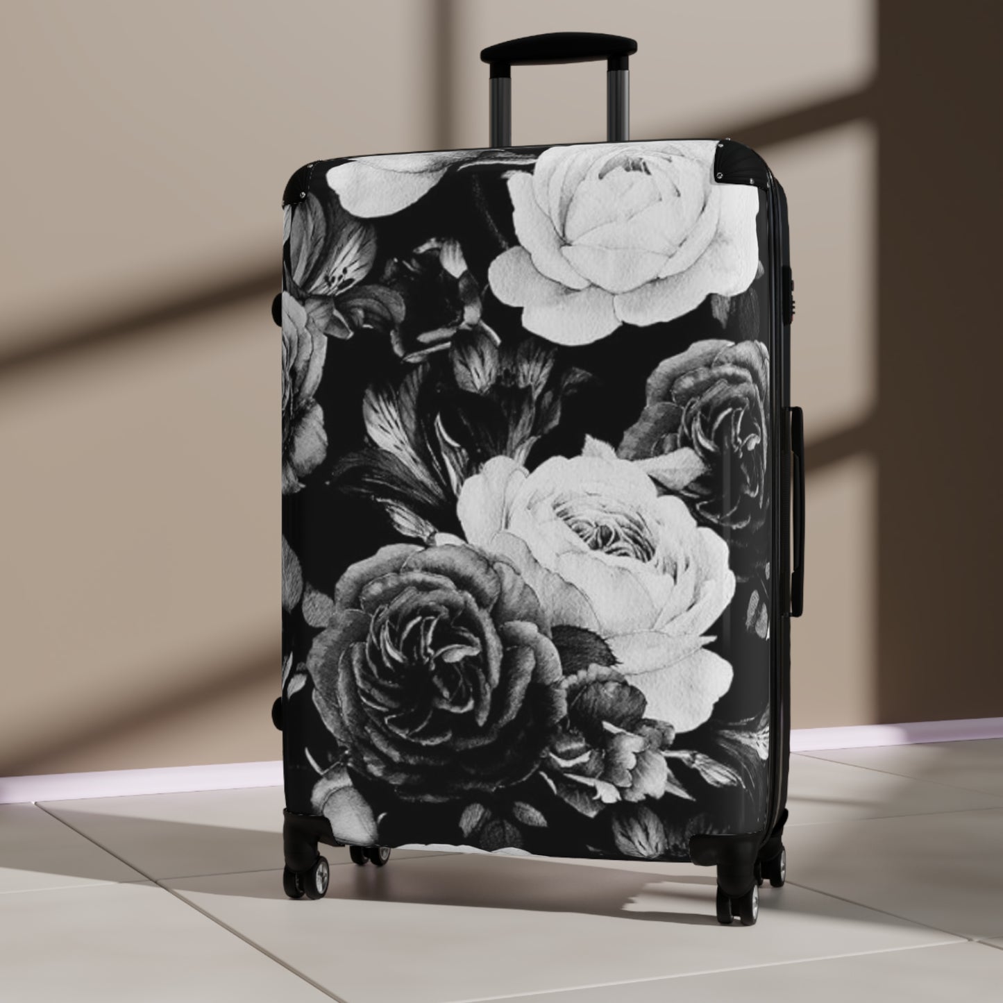 Black & White Floral Suitcase